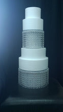 Load image into Gallery viewer, Faux Crystal Diamante wedding cake stand set of 2  with  lights
