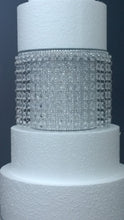 Load image into Gallery viewer, Faux Crystal Diamante wedding cake stand set of 2  with  lights
