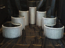 Load image into Gallery viewer, Crystal cake stands, set of 7, cascading design wedding cake stands
