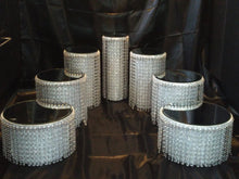 Load image into Gallery viewer, Crystal cake stands, set of 7, cascading design wedding cake stands
