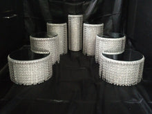 Load image into Gallery viewer, Crystal cake stands, set of 7, cascading design wedding cake stands
