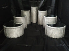 Load image into Gallery viewer, set of 7 Crystal cake stands  ascending style design wedding cake stands by Crystal wedding uk
