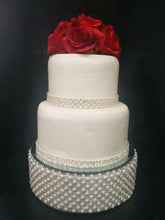 Load image into Gallery viewer, Large Pearl &amp; real rhinestone design cake stand- round or square all sizes
