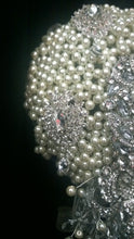 Load image into Gallery viewer, Pearl  cascade  brooch  bridal wedding bouquet 6&quot; x 12&quot;
