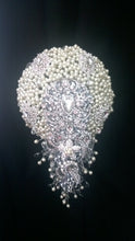 Load image into Gallery viewer, Pearl  cascade  brooch  bridal wedding bouquet 6&quot; x 12&quot;
