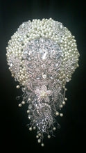 Load image into Gallery viewer, Pearl  cascade  brooch  bridal wedding bouquet 6&quot; x 12&quot;
