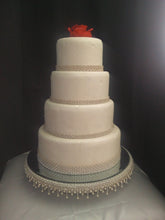 Load image into Gallery viewer, Pearl and Diamante embellished droplet illuminated led cake stand

